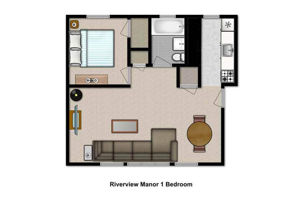 Riverview Manor Apartments 1 Bedroom Floor Plan