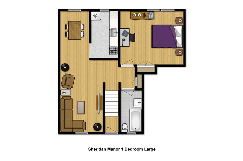 Kenmore Apartments Sheridan Manor 1 Bedroom FP