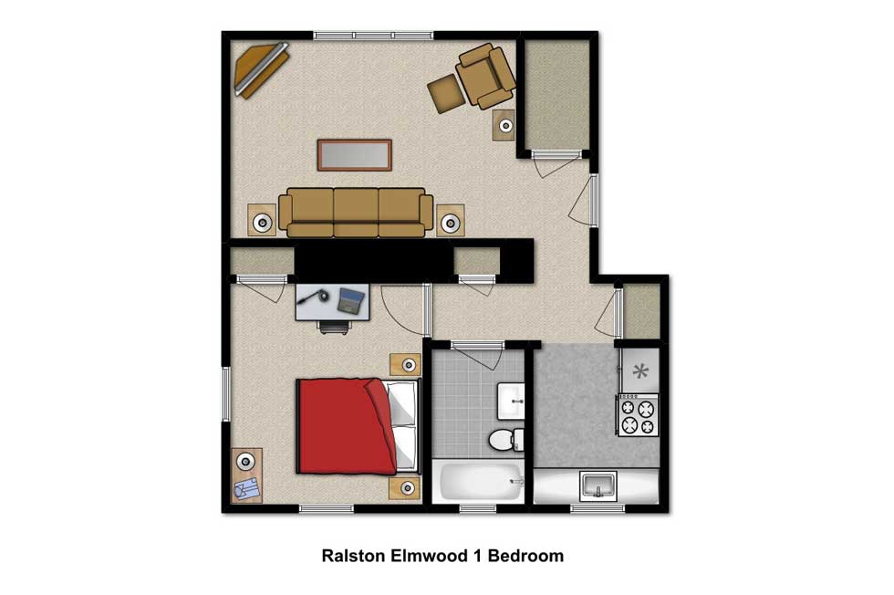 Kenmore NY Apartments Ralston Elmwood 1 Bedroom Floor Plan