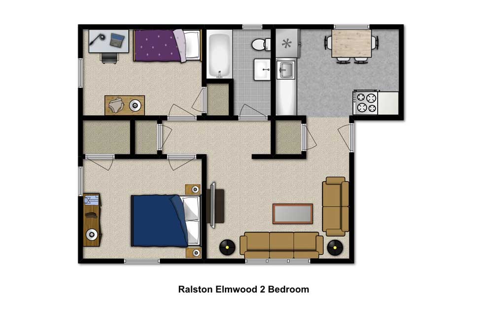 Kenmore NY Apartments Ralston Elmwood 2 Bedroom FP