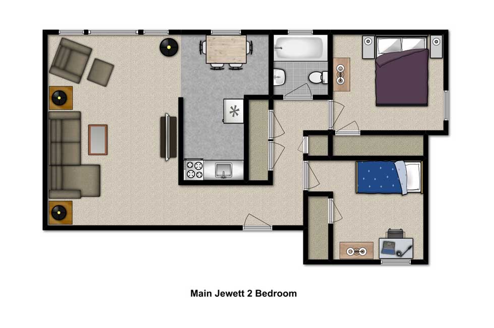 Buffalo Apartments Main Jewett 2 Bedroom Floor Plan