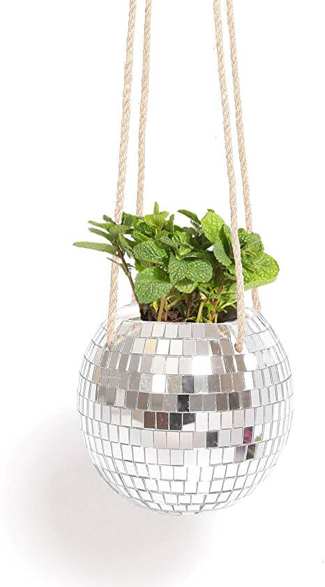 hanging disco ball planter