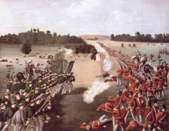 Artist depiction of Battle of Ridgeway, part of Fenian Raid in 1866