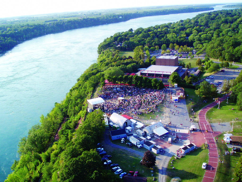 Aerial view of Artpark and the Niagara River in Lewiston, NY