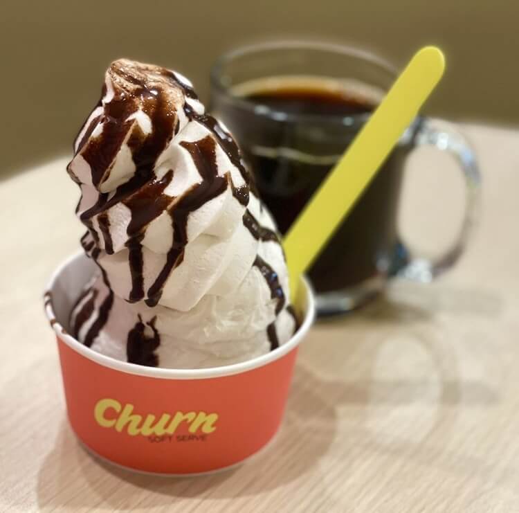 churn soft serve with coffee