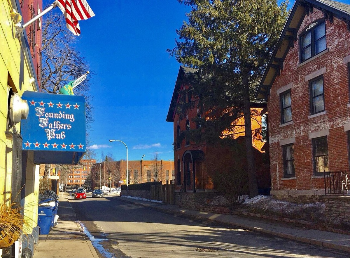 Edward Street in downtown Buffalo, home of Founding Fathers Pub