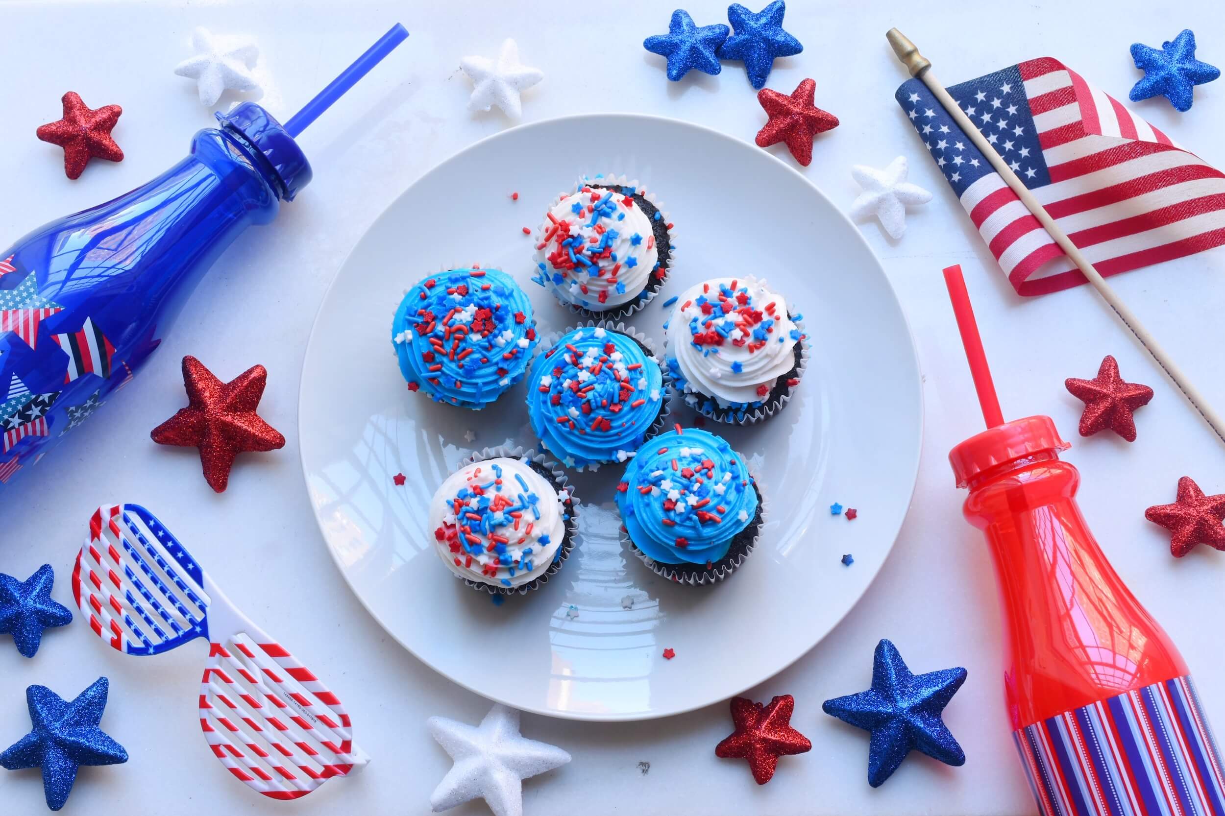 table view of july 4th themed snacks