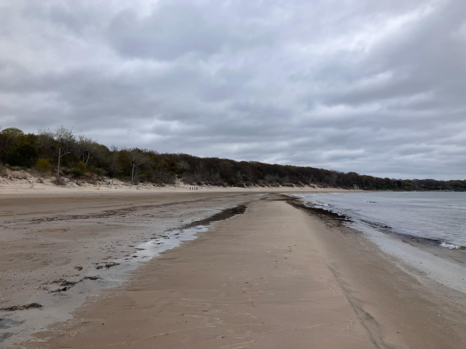The broad sandy expanse of Nickel Beach in Port Colborne, Ontario, meeting the water of Lake Erie